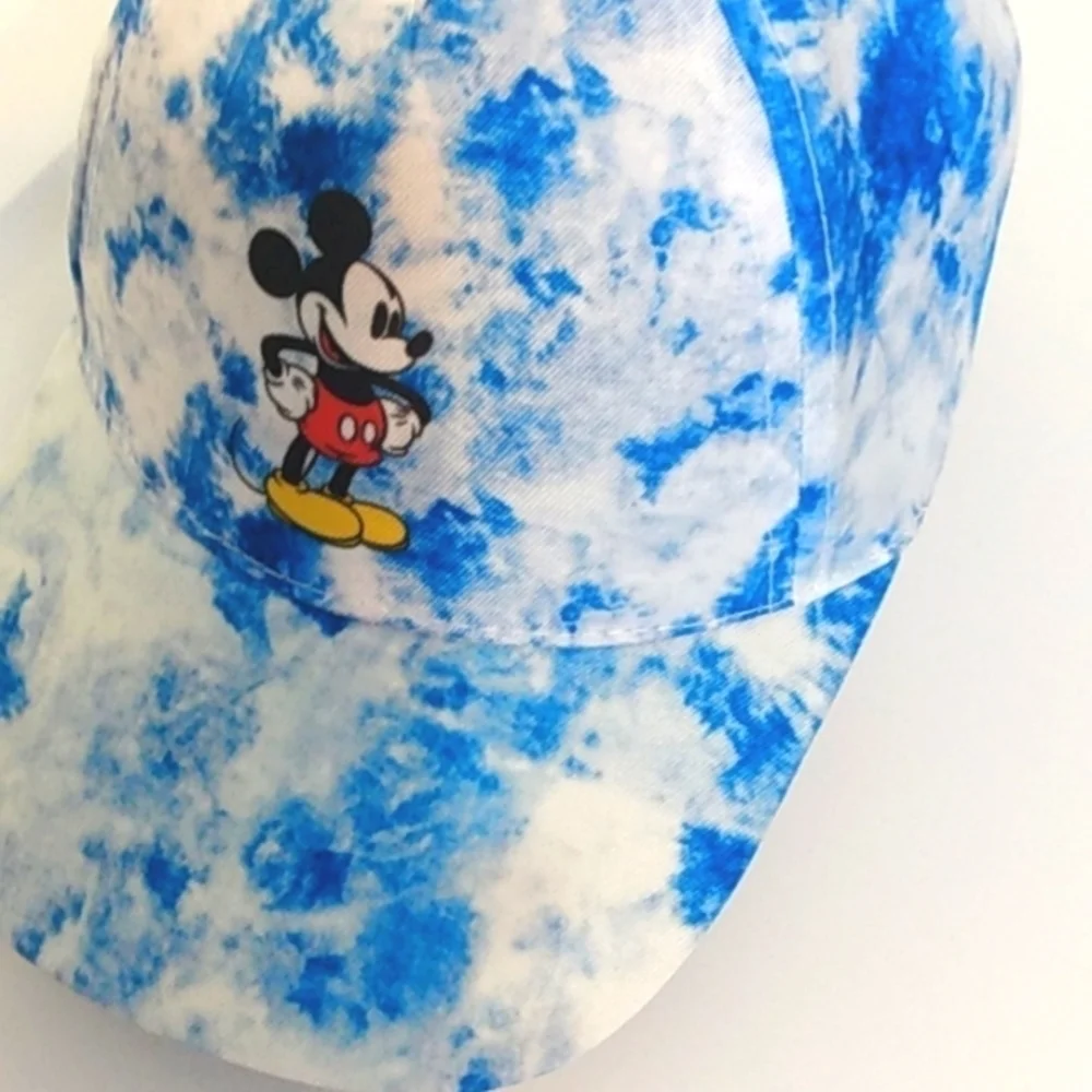 DISNEY'S MICKEY MOUSE DENIM BLUE WHITE TIE DYED SNAPBACK CAP SIZE OS NWT
